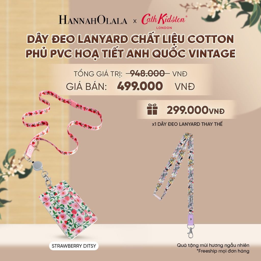  DÂY ĐEO LANYARD CATH KIDSTON CHẤT LIỆU COTTON PHỦ PVC HOẠ TIẾT ANH QUỐC VINTAGE - A2406 