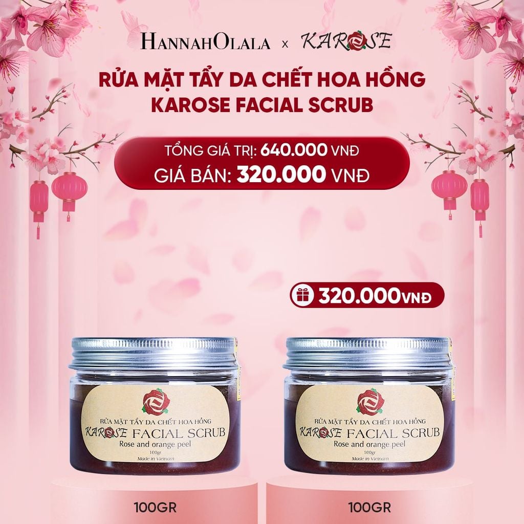  DEAL 6: RỬA MẶT TẨY DA CHẾT HOA HỒNG KAROSE FACIAL SCRUB 100GR 
