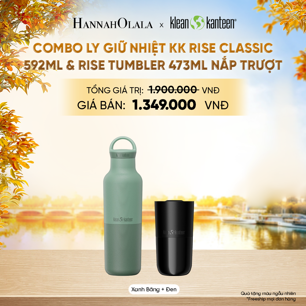  COMBO LY GIỮ NHIỆT KLEAN KANTEEN RISE CLASSIC 592ML & RISE TUMBLER 473ML NẮP TRƯỢT CHẤT LIỆU INOX 18/8 - E289 
