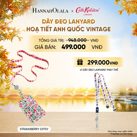  DÂY ĐEO LANYARD CATH KIDSTON CHẤT LIỆU COTTON PHỦ PVC HOẠ TIẾT ANH QUỐC VINTAGE - E254 