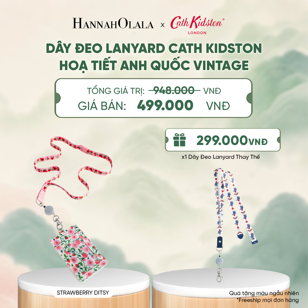  DÂY ĐEO LANYARD CATH KIDSTON CHẤT LIỆU COTTON PHỦ PVC HOẠ TIẾT ANH QUỐC VINTAGE - A4038 