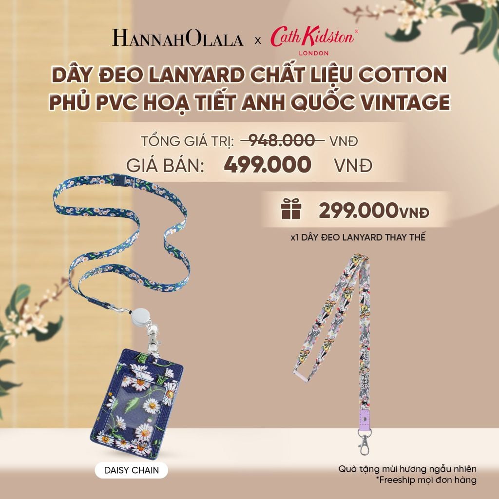  DÂY ĐEO LANYARD CATH KIDSTON CHẤT LIỆU COTTON PHỦ PVC HOẠ TIẾT ANH QUỐC VINTAGE - A2406 