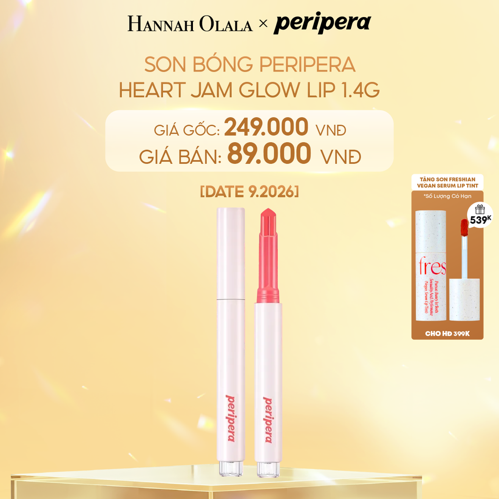  DEAL 5: [DATE 9.2026] Son Bóng Peripera Heart Jam Glow Lip 1.4g 