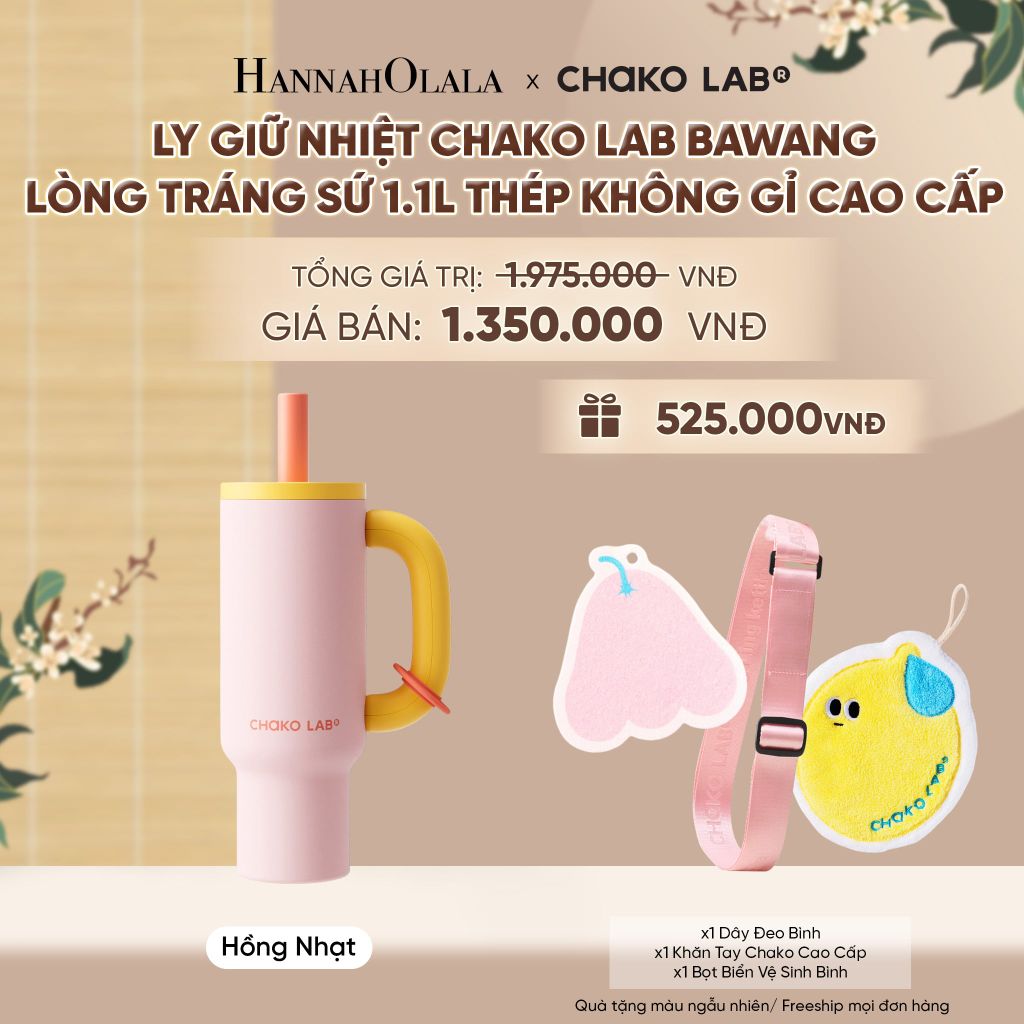  LY GIỮ NHIỆT CHAKO LAB BAWANG LÒNG TRÁNG SỨ 1.1L THÉP KHÔNG GỈ CAO CẤP - A2389 