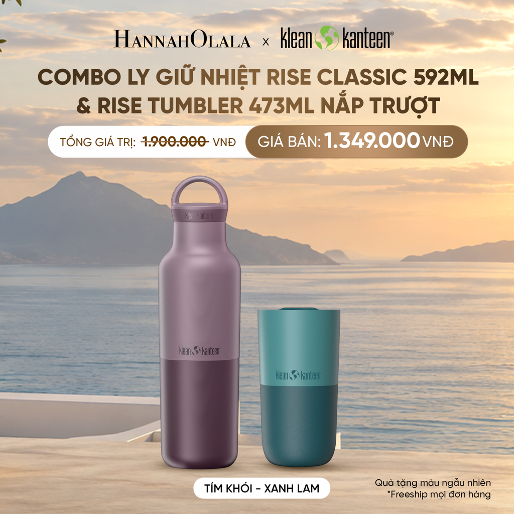 COMBO LY GIỮ NHIỆT KLEAN KANTEEN RISE CLASSIC 592ML & RISE TUMBLER 473ML NẮP TRƯỢT CHẤT LIỆU INOX 18/8 