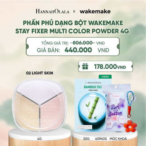  PHẤN PHỦ DẠNG BỘT WAKEMAKE STAY FIXER MULTI COLOR POWDER BA TÔNG MÀU KẾT HỢP 4G - A1541 