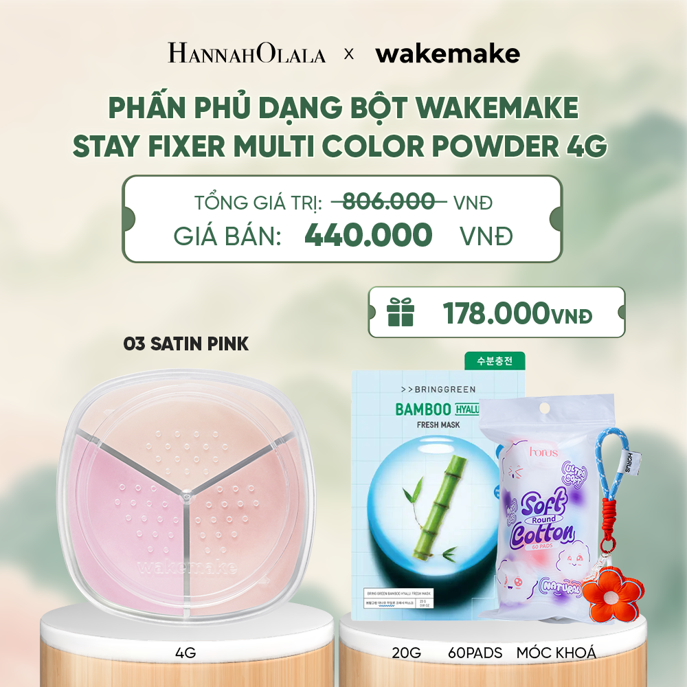  PHẤN PHỦ DẠNG BỘT WAKEMAKE STAY FIXER MULTI COLOR POWDER BA TÔNG MÀU KẾT HỢP 4G - A1541 