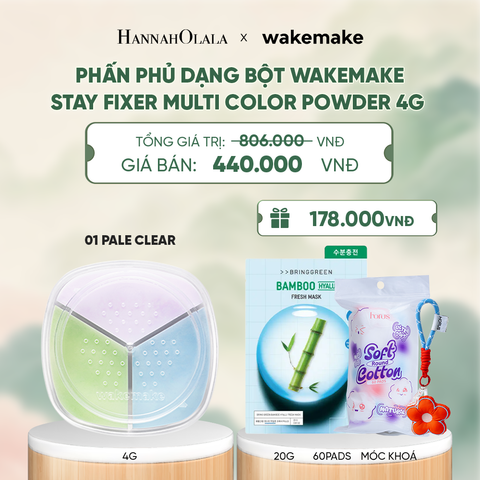  PHẤN PHỦ DẠNG BỘT WAKEMAKE STAY FIXER MULTI COLOR POWDER BA TÔNG MÀU KẾT HỢP 4G - A1541 