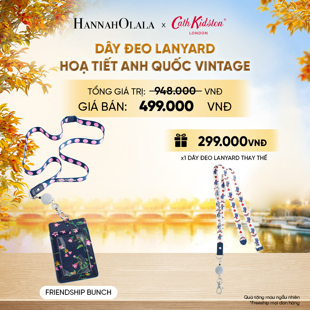  DÂY ĐEO LANYARD CATH KIDSTON CHẤT LIỆU COTTON PHỦ PVC HOẠ TIẾT ANH QUỐC VINTAGE - E254 