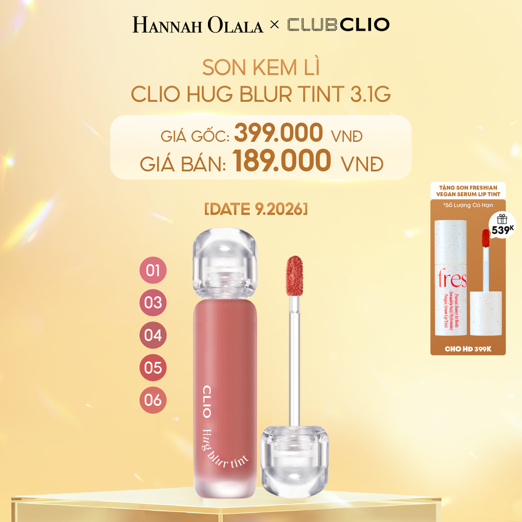  DEAL 3: [DATE 9.2026] Son Kem Lì Clio Hug Blur Tint 3.1g 