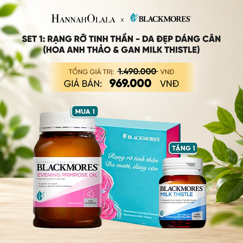  [BLACKMORES SET QUÀ TẶNG 1] RẠNG RỠ TINH THẦN - DA ĐẸP DÁNG CÂN (HOA ANH THẢO & GAN MILK THISTLE) 