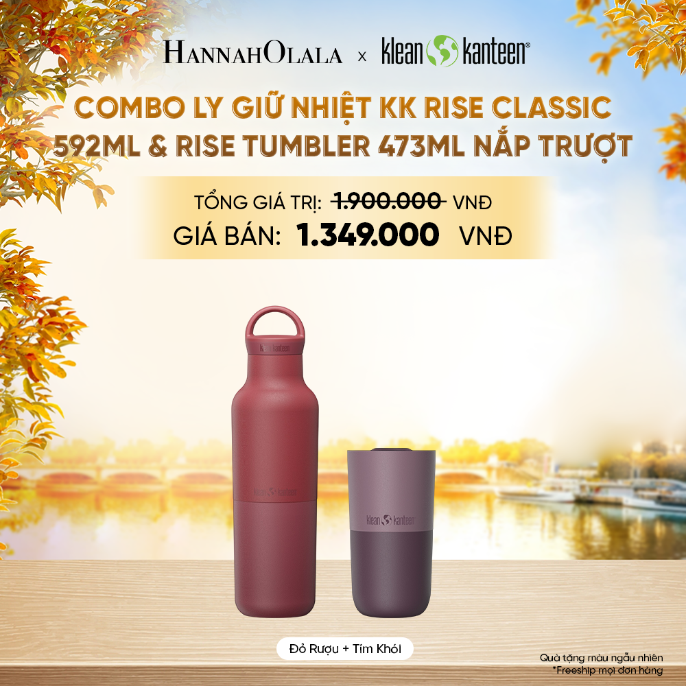  COMBO LY GIỮ NHIỆT KLEAN KANTEEN RISE CLASSIC 592ML & RISE TUMBLER 473ML NẮP TRƯỢT CHẤT LIỆU INOX 18/8 - E289 