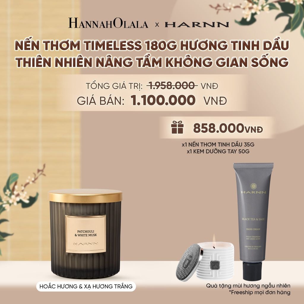  [HARNN NEW COLLECTION] NẾN THƠM TIMELESS 180G HƯƠNG TINH DẦU THIÊN NHIÊN NÂNG TẦM KHÔNG GIAN SỐNG - A2355 