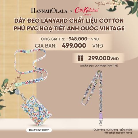  DÂY ĐEO LANYARD CATH KIDSTON CHẤT LIỆU COTTON PHỦ PVC HOẠ TIẾT ANH QUỐC VINTAGE - A2406 