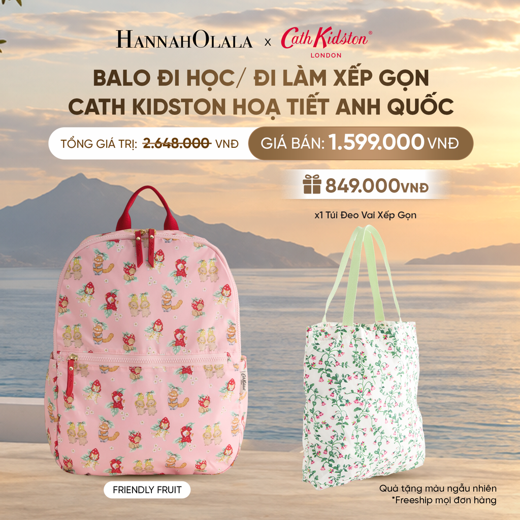  BALO ĐI HỌC/ ĐI LÀM XẾP GỌN CATH KIDSTON HOẠ TIẾT ANH QUỐC CHẤT LIỆU POLYESTER 
