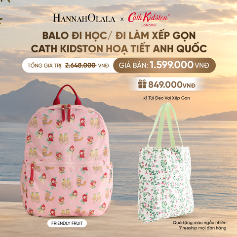  BALO ĐI HỌC/ ĐI LÀM XẾP GỌN CATH KIDSTON HOẠ TIẾT ANH QUỐC CHẤT LIỆU POLYESTER 