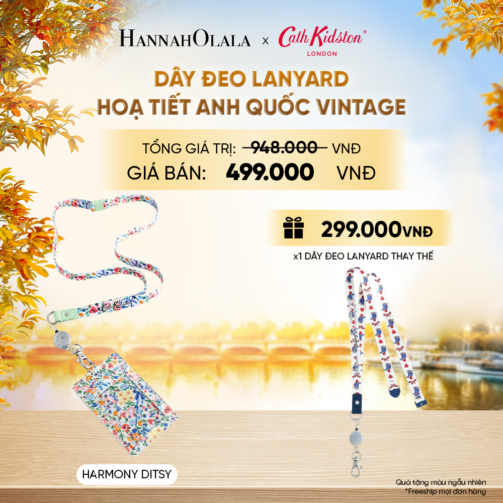  DÂY ĐEO LANYARD CATH KIDSTON CHẤT LIỆU COTTON PHỦ PVC HOẠ TIẾT ANH QUỐC VINTAGE - E254 