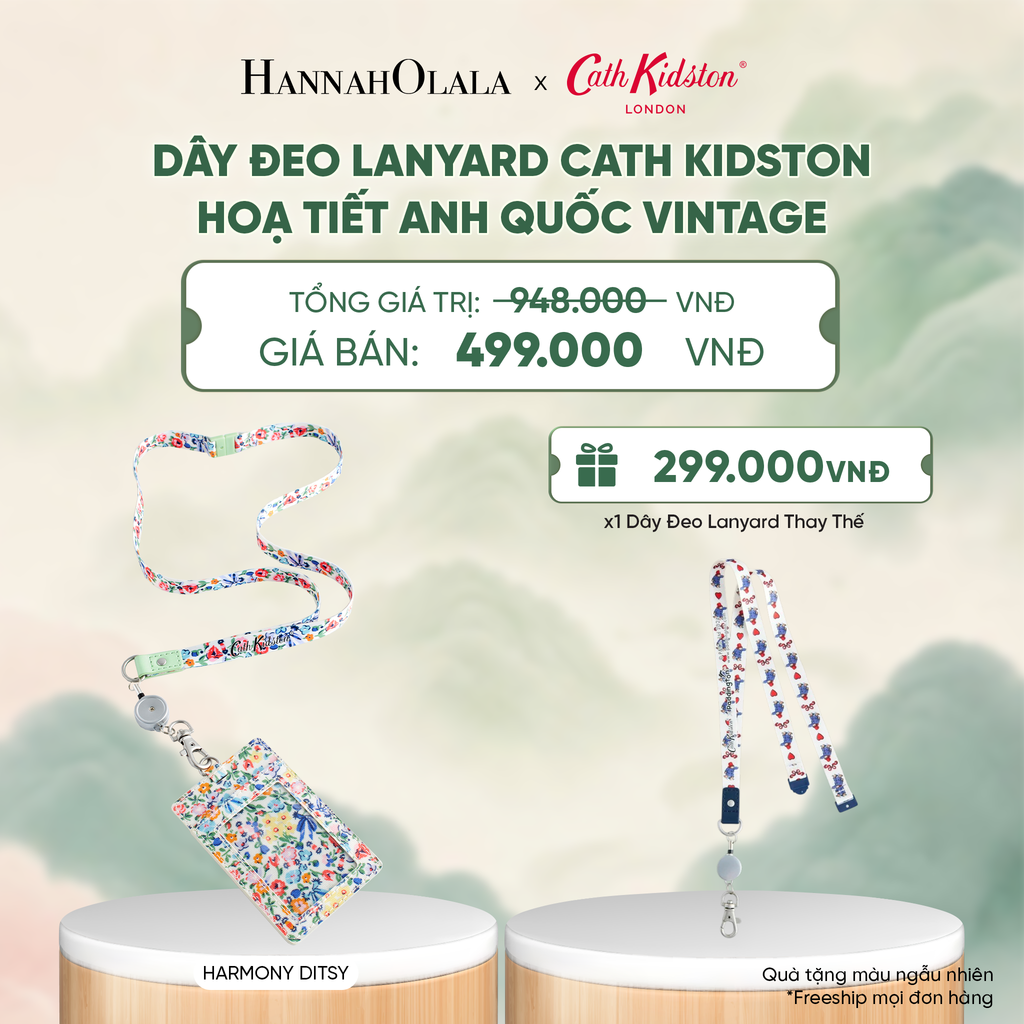  DÂY ĐEO LANYARD CATH KIDSTON CHẤT LIỆU COTTON PHỦ PVC HOẠ TIẾT ANH QUỐC VINTAGE - A4038 