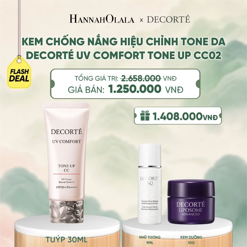  KEM CHỐNG NẮNG HIỆU CHỈNH TONE DA DECORTÉ UV COMFORT TONE UP NÂNG TÔNG - A495 