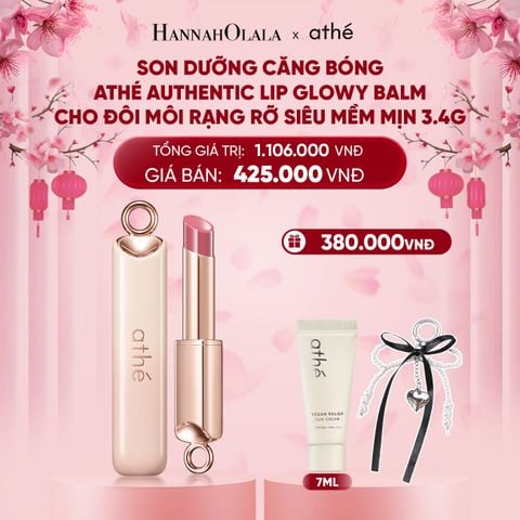 A1733_DEAL 2: SON DƯỠNG CĂNG BÓNG ATHÉ AUTHENTIC LIP GLOWY BALM CHO ĐÔI MÔI RẠNG RỠ SIÊU MỀM MỊN 3.4G 