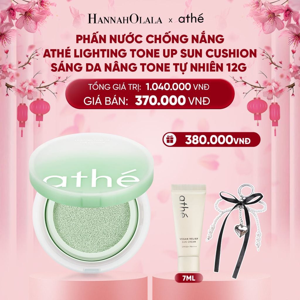  DEAL 4: PHẤN NƯỚC CHỐNG NẮNG ATHÉ LIGHTING TONE UP SUN CUSHION SÁNG DA NÂNG TONE TỰ NHIÊN 12G 