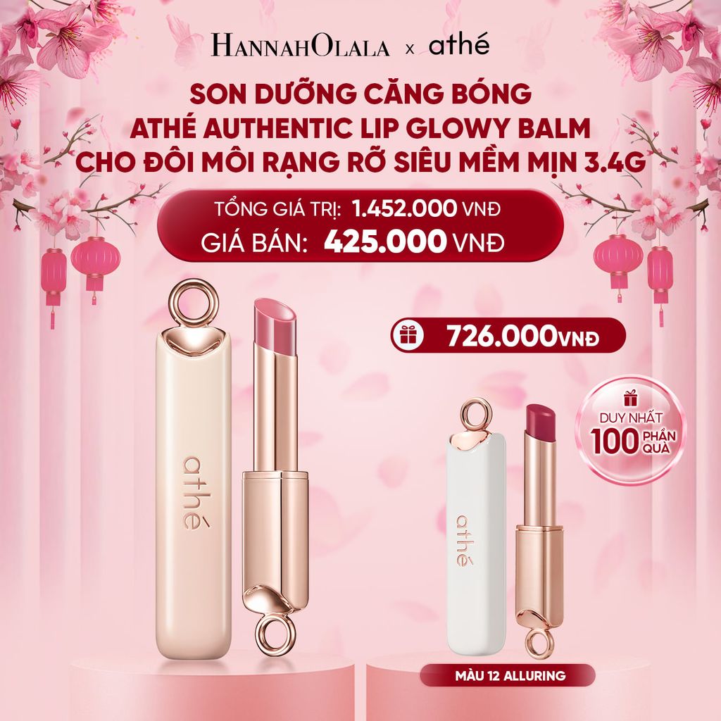  A1718_DEAL 6: MUA 1 TẶNG 1 SON DƯỠNG CĂNG BÓNG ATHÉ AUTHENTIC LIP GLOWY BALM CHO ĐÔI MÔI RẠNG RỠ SIÊU MỀM MỊN 3.4G 