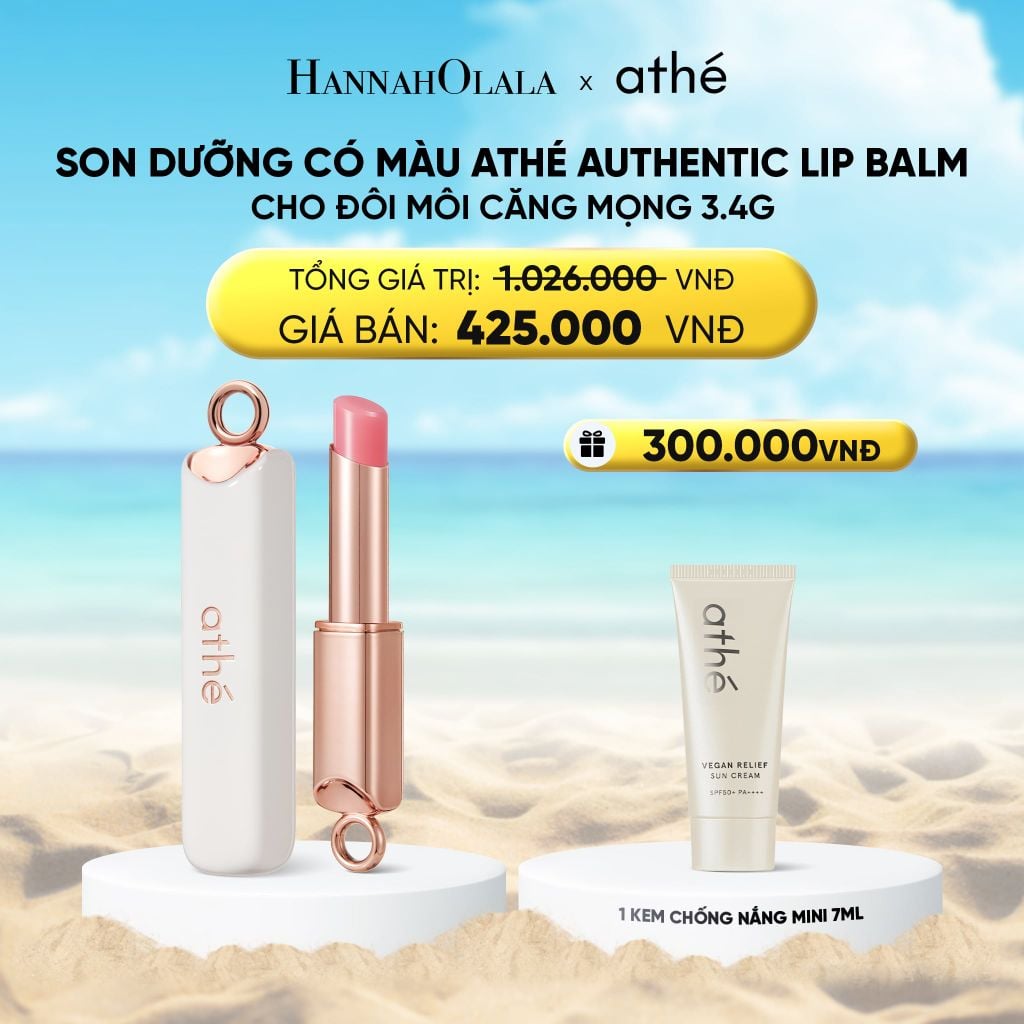  DEAL 1: SON DƯỠNG CÓ MÀU ATHÉ AUTHENTIC LIP BALM CHO ĐÔI MÔI CĂNG MỌNG 3.4G 