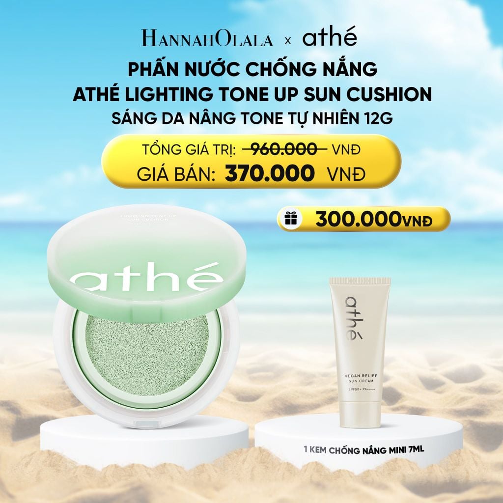  DEAL 2: PHẤN NƯỚC CHỐNG NẮNG ATHÉ LIGHTING TONE UP SUN CUSHION SÁNG DA NÂNG TONE TỰ NHIÊN 12G 