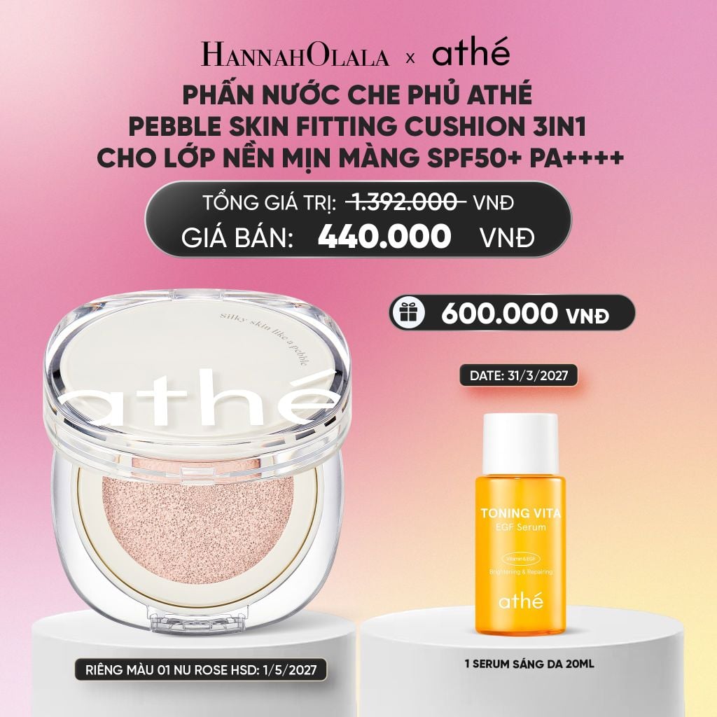  PHẤN NƯỚC CHE PHỦ ATHÉ PEBBLE SKIN FITTING CUSHION 3IN1 CHO LỚP NỀN MỊN MÀNG SPF50+ PA++++_A2312 