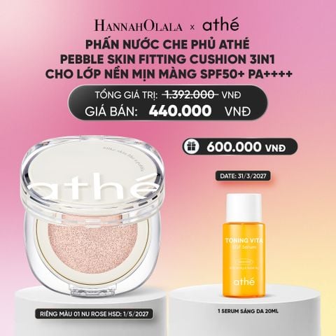  PHẤN NƯỚC CHE PHỦ ATHÉ PEBBLE SKIN FITTING CUSHION 3IN1 CHO LỚP NỀN MỊN MÀNG SPF50+ PA++++_A2312 