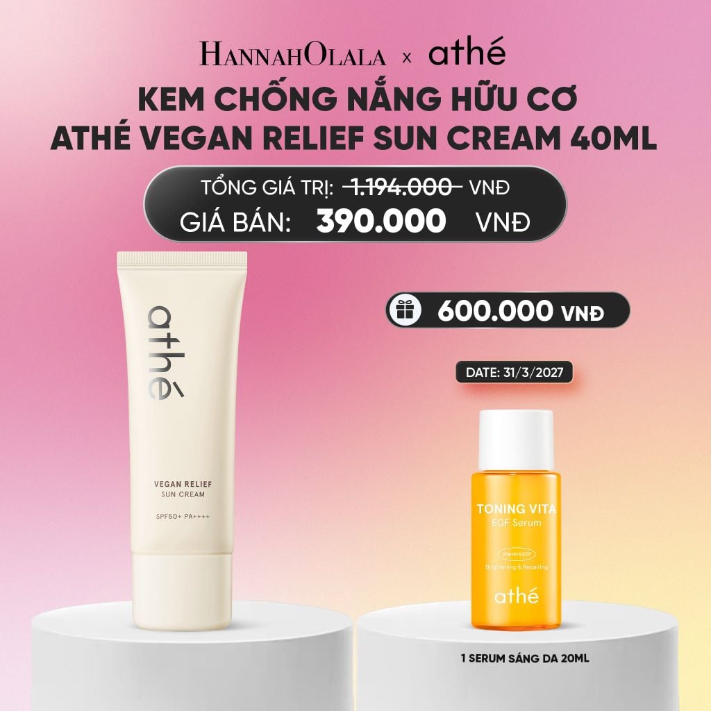  KEM CHỐNG NẮNG HỮU CƠ ATHÉ VEGAN RELIEF SUN CREAM 40ML_A2316 