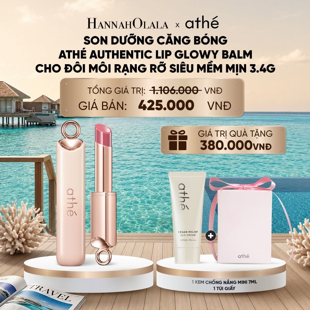  SON DƯỠNG CĂNG BÓNG ATHÉ AUTHENTIC LIP GLOWY BALM CHO ĐÔI MÔI RẠNG RỠ SIÊU MỀM MỊN 3.4G_ D842 