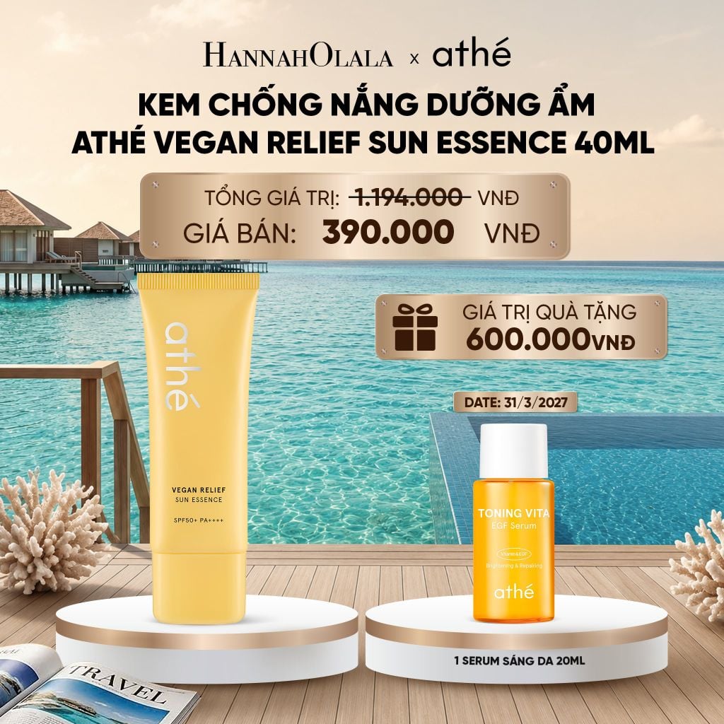  KEM CHỐNG NẮNG DƯỠNG ẨM ATHÉ VEGAN RELIEF SUN ESSENCE 40ML_ D1985 