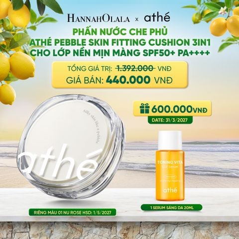  PHẤN NƯỚC CHE PHỦ ATHÉ PEBBLE SKIN FITTING CUSHION 3IN1 CHO LỚP NỀN MỊN MÀNG SPF50+ PA++++ - A682 