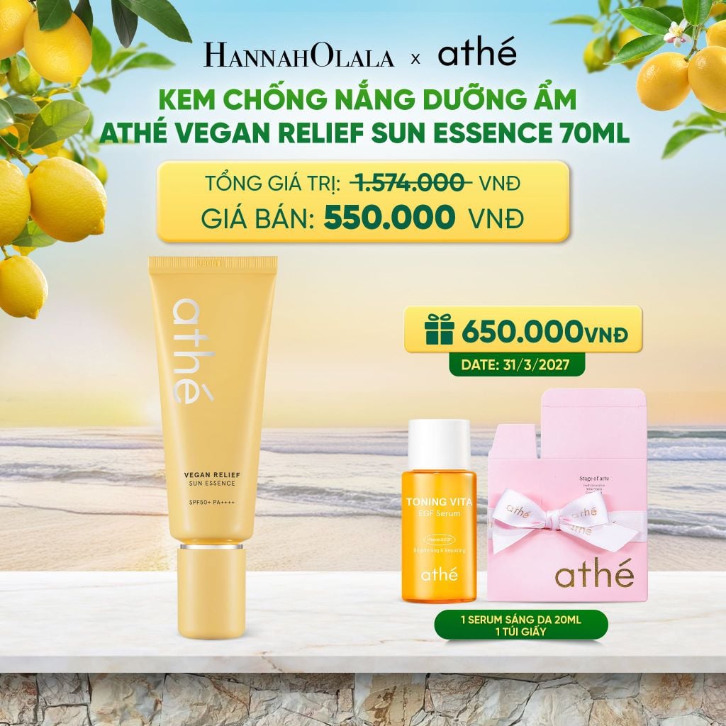  KEM CHỐNG NẮNG DƯỠNG ẨM ATHÉ VEGAN RELIEF SUN ESSENCE 40ML/70ML - A685 