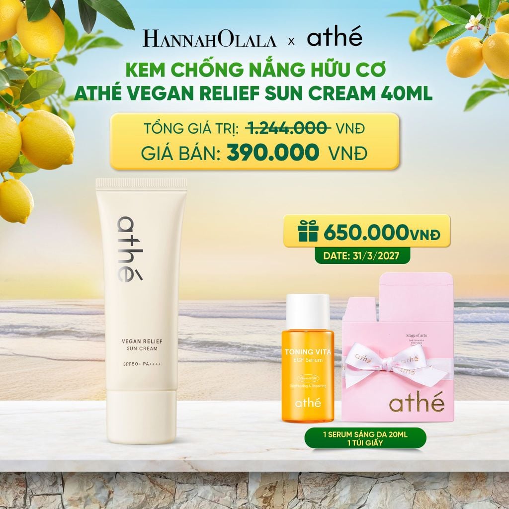  KEM CHỐNG NẮNG HỮU CƠ ATHÉ VEGAN RELIEF SUN CREAM 40ML/70ML - A687 
