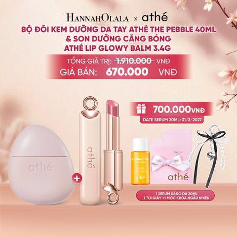  COMBO KEM DƯỠNG DA TAY ATHÉ THE PEBBLE 40ML VỚI SON DƯỠNG CĂNG BÓNG ATHÉ AUTHENTIC LIP GLOWY BALM 3.4G (MÀU 01 BABY) - A2107 
