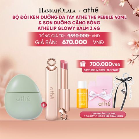  COMBO KEM DƯỠNG DA TAY ATHÉ THE PEBBLE 40ML VỚI SON DƯỠNG CĂNG BÓNG ATHÉ AUTHENTIC LIP GLOWY BALM 3.4G (MÀU 01 BABY) - A2107 