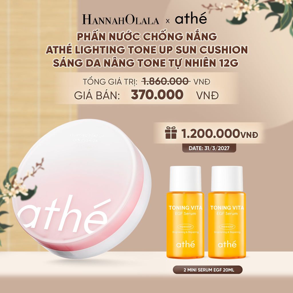  PHẤN NƯỚC CHỐNG NẮNG ATHÉ LIGHTING TONE UP SUN CUSHION SÁNG DA NÂNG TONE TỰ NHIÊN 12G - A1578 