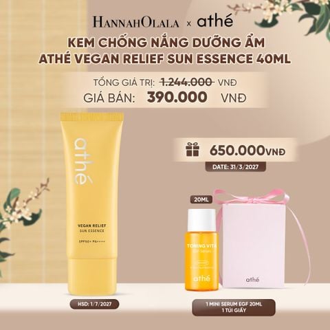  KEM CHỐNG NẮNG DƯỠNG ẨM ATHÉ VEGAN RELIEF SUN ESSENCE 40ML - A1584 