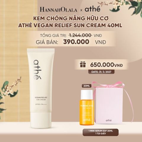  KEM CHỐNG NẮNG HỮU CƠ ATHÉ VEGAN RELIEF SUN CREAM 40ML - A1585 