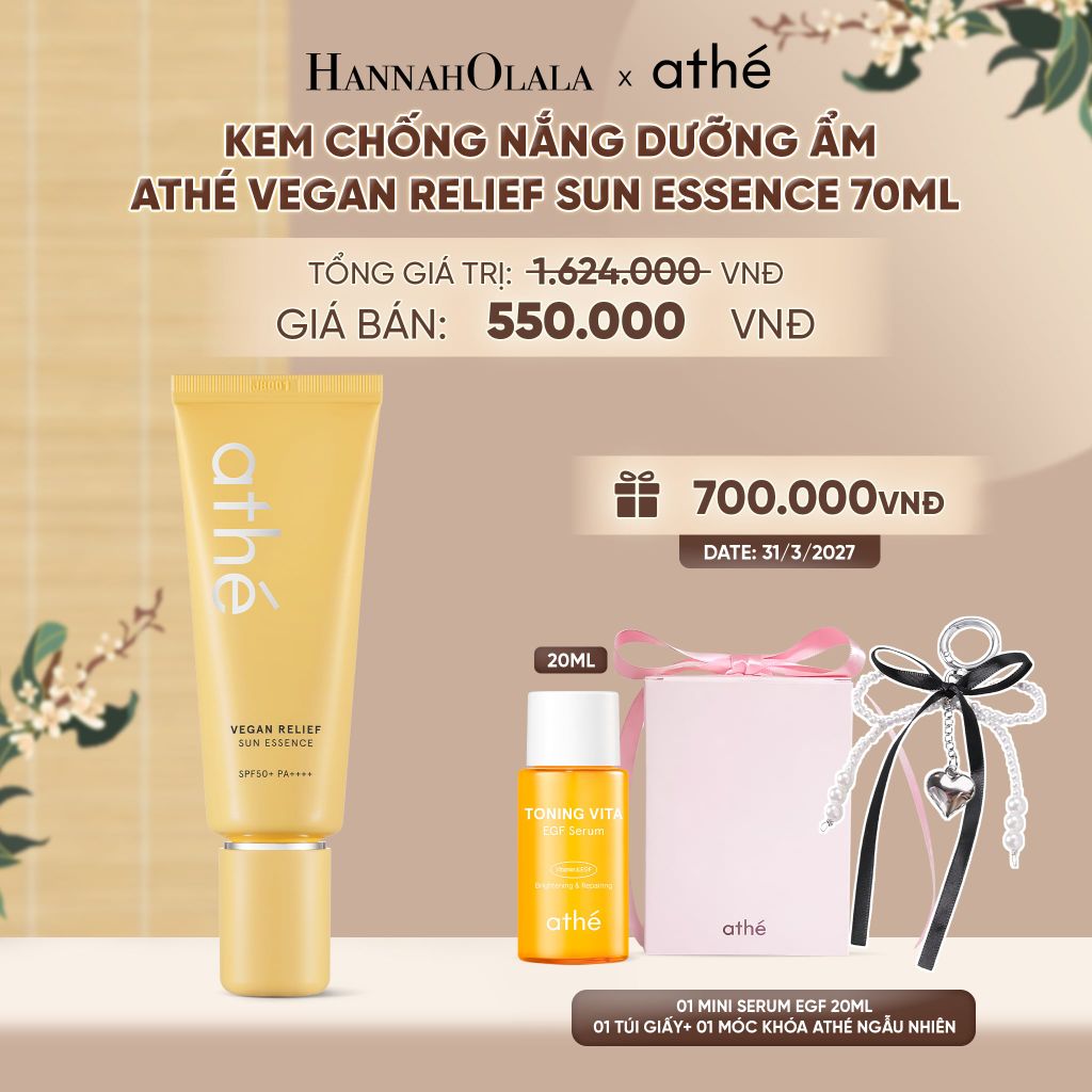  KEM CHỐNG NẮNG DƯỠNG ẨM ATHÉ VEGAN RELIEF SUN ESSENCE 70ML - A1586 