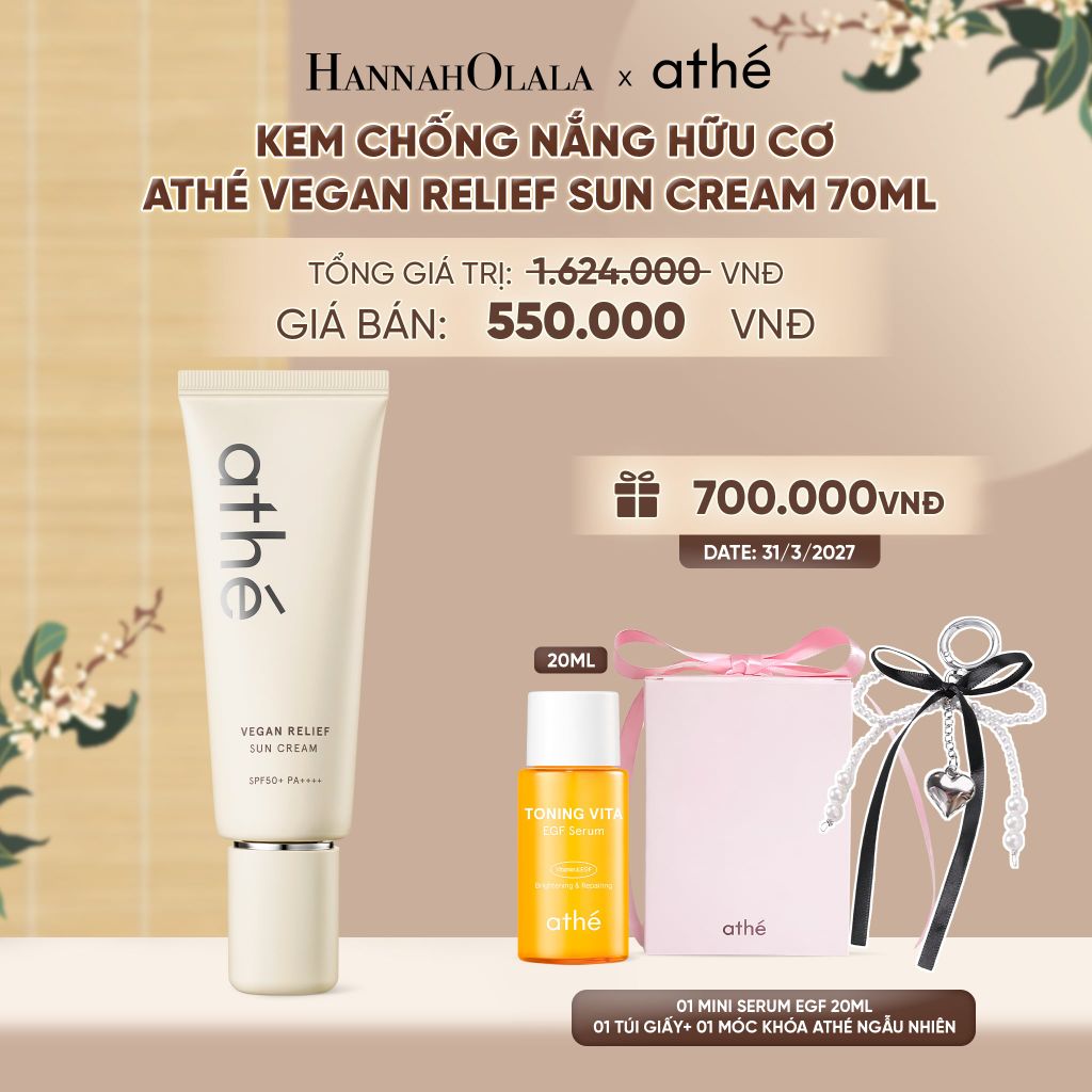  KEM CHỐNG NẮNG HỮU CƠ ATHÉ VEGAN RELIEF SUN CREAM 70ML - A1587 
