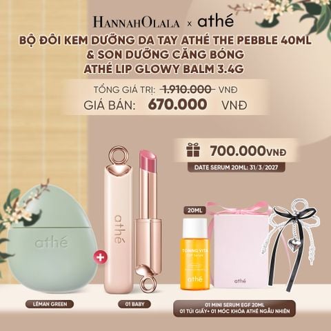  COMBO KEM DƯỠNG DA TAY ATHÉ THE PEBBLE 40ML VỚI SON DƯỠNG CĂNG BÓNG ATHÉ AUTHENTIC LIP GLOWY BALM 3.4G (MÀU 01 BABY) - A1588 