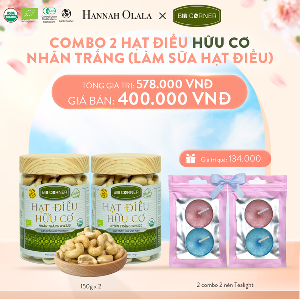  A127_DEAL 8: COMBO 2 HẠT ĐIỀU HỮU CƠ NHÂN TRẮNG (LÀM SỮA HẠT ĐIỀU) (150G) 
