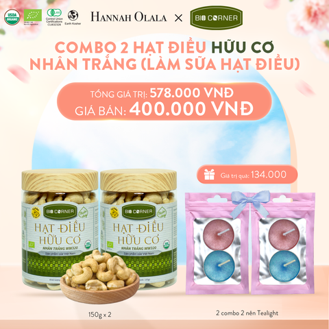  A127_DEAL 8: COMBO 2 HẠT ĐIỀU HỮU CƠ NHÂN TRẮNG (LÀM SỮA HẠT ĐIỀU) (150G) 