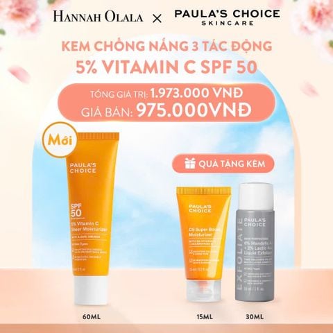 A630_DEAL 1: [NEW LAUNCH] KEM CHỐNG NẮNG DƯỠNG ẨM GIÚP LÀM SÁNG VÀ ĐỀU MÀU DA VỚI 5% VITAMIN C SPF 50 60ML 