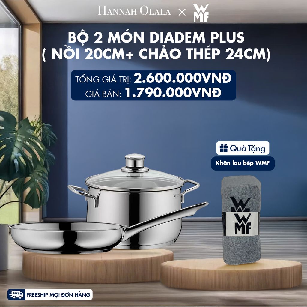  M169_DEAL 5: BỘ 2 MÓN DIADEM PLUS ( NỒI 20CM+ CHẢO THÉP 24CM) 