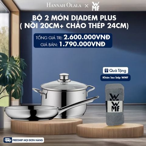  M169_DEAL 5: BỘ 2 MÓN DIADEM PLUS ( NỒI 20CM+ CHẢO THÉP 24CM) 