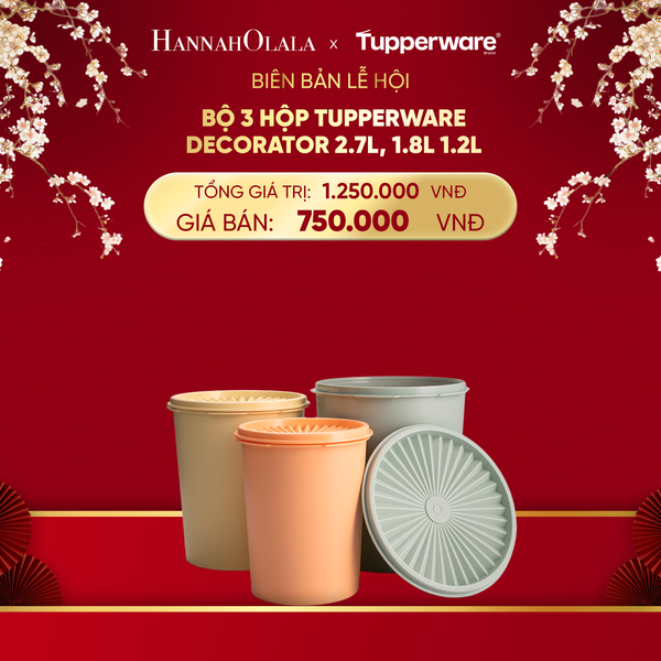  DEAL 7: BỘ 3 HỘP ĐỰNG THỰC PHẨM TUPPERWARE DECORATOR 2.7L, 1.8L 1.2L 